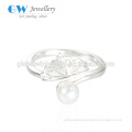 Elegant White Zircon With Pearl Crown 925 Silver Ring Wedding Ring